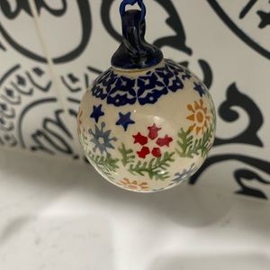 Beautiful Polish Pottery House Christmas 2” Ornament Ball Floral